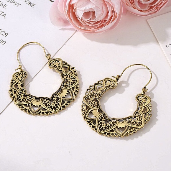 Any 2/$20! Gold Embellished Boho Ear Wire Hoop Earrings - Picture 4 of 8